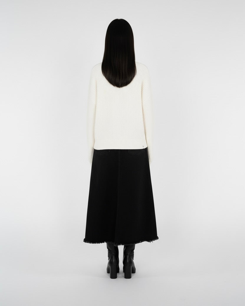 DISTRESSED ORGANIC COTTON SWEATER WHITE