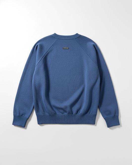 FINE KNIT COTTON CREWNECK BLUE
