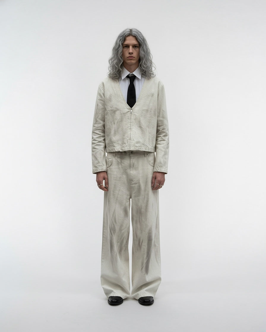 CANDIANI WHITE DUST DENIM JACKET