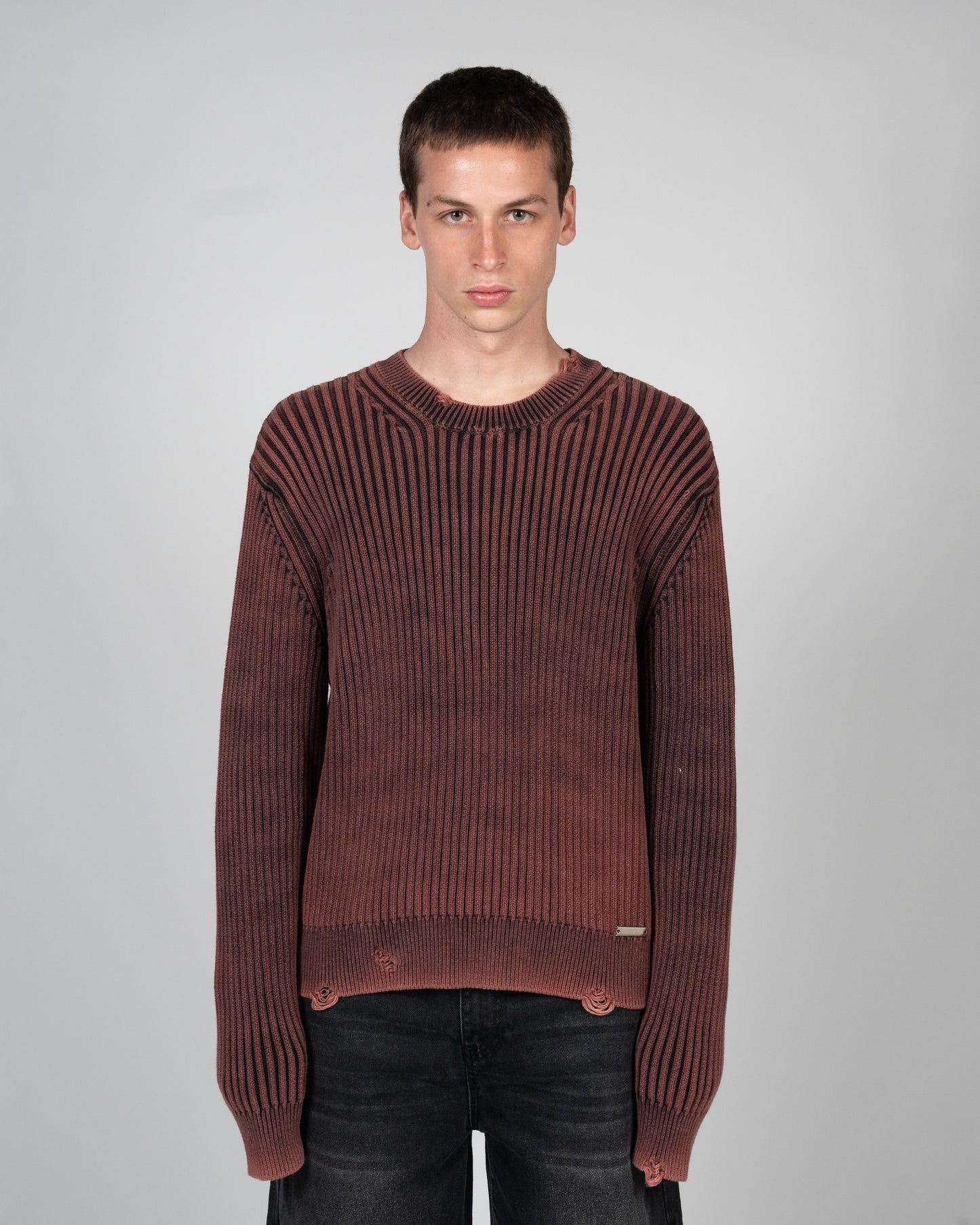 DISTRESSED BLEACHED SWEATER